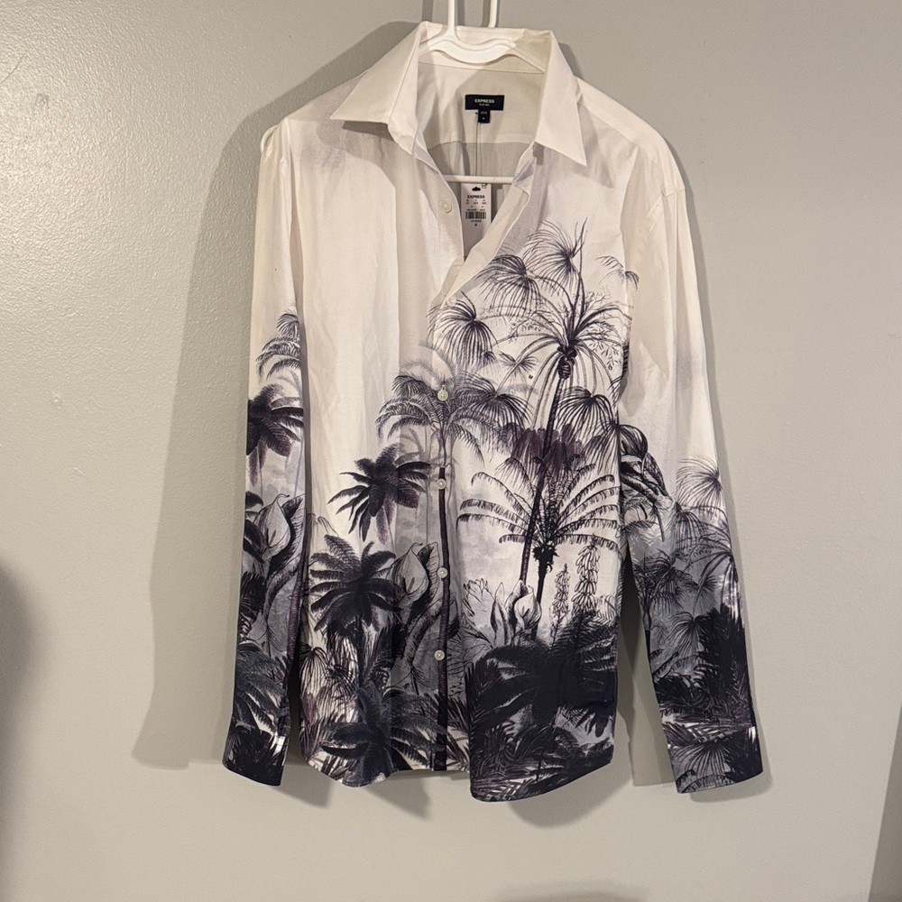 Express White and Gray Slim Fit Shirt